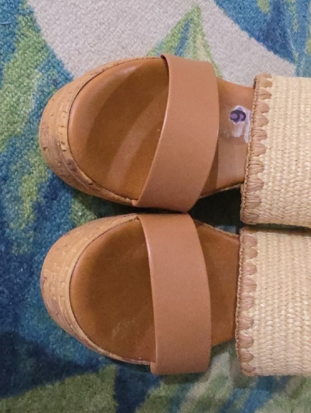 Italian Shoemakers Tan Woven-Trim Platform Slide Sandals - Picture 5 of 6